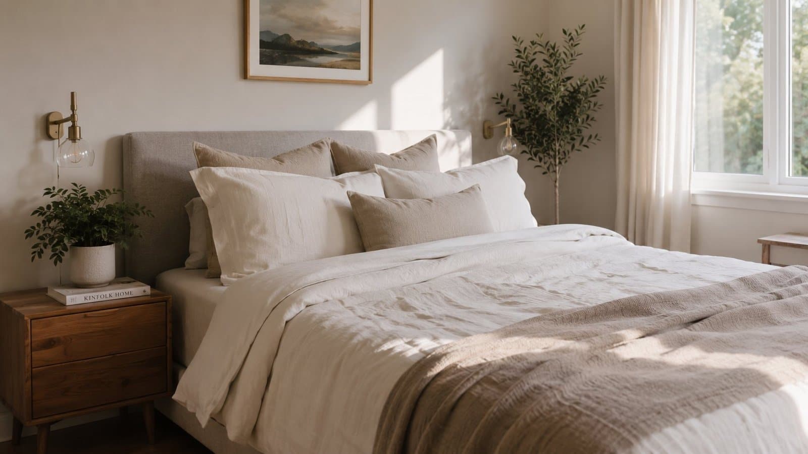 Calm bedroom with fresh linens after recurring residential cleaning