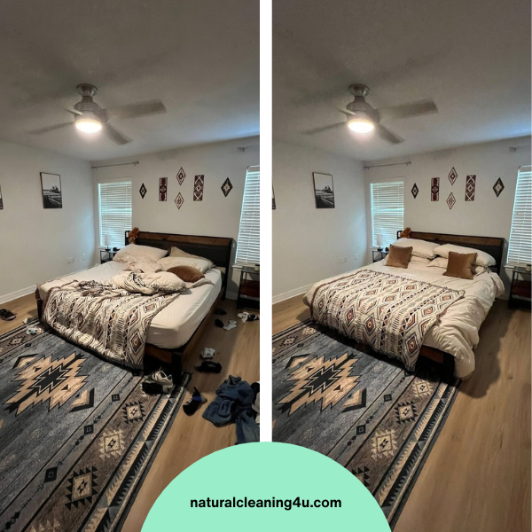 bedroom cleaning before and after